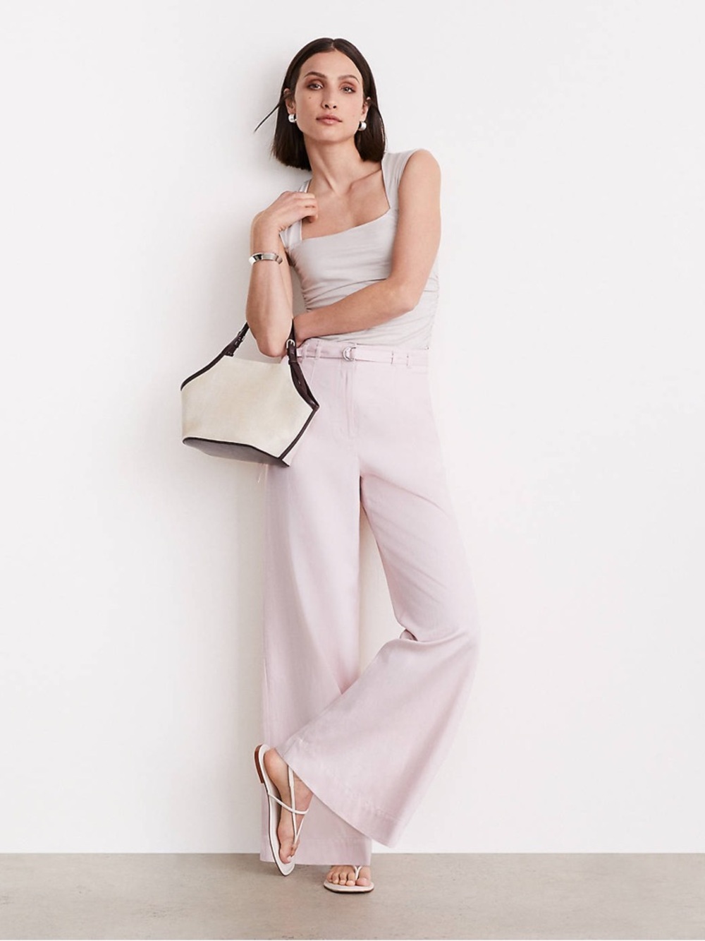 LOFT Versa Pure Spun Belted Wide-Leg High-Rise Pants